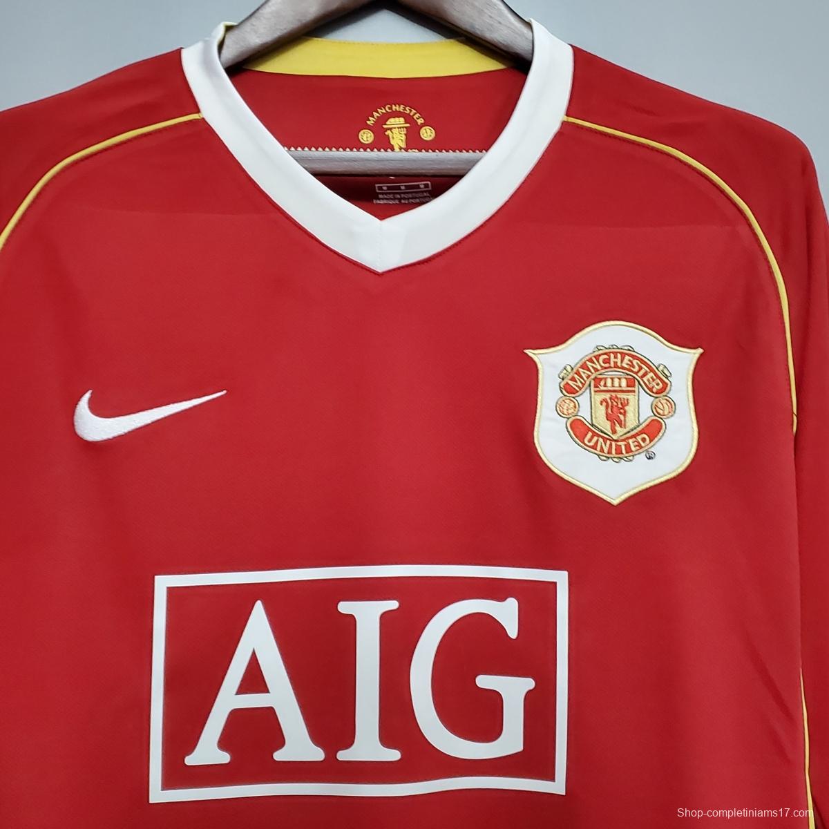 Retro 06/07 Manchester United Long sleeve home Soccer Jersey