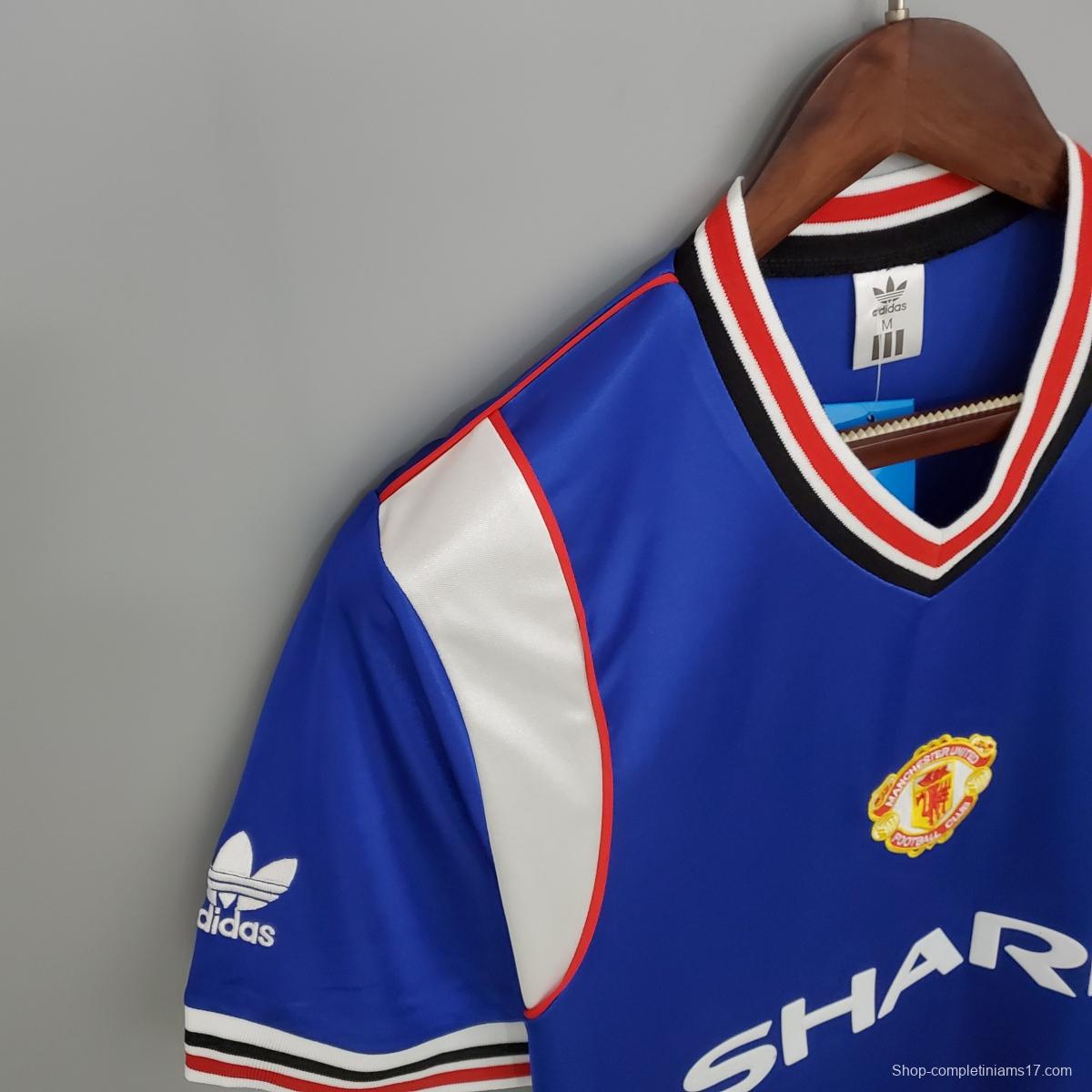 Retro Manchester United 85/86 away blue Soccer Jersey