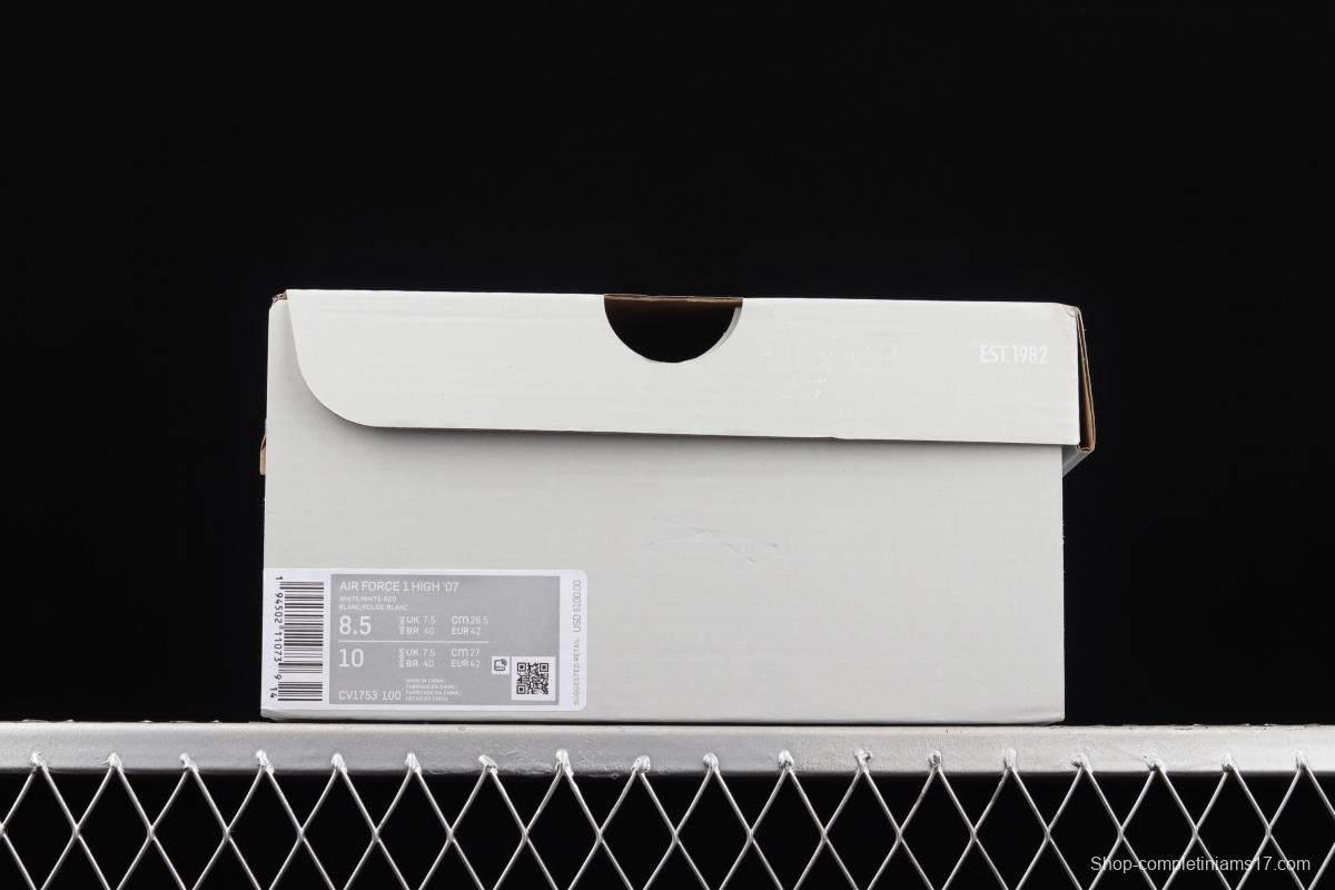 NIKE Air Force 1 High'07 white and red high top casual board shoes CV1753-100