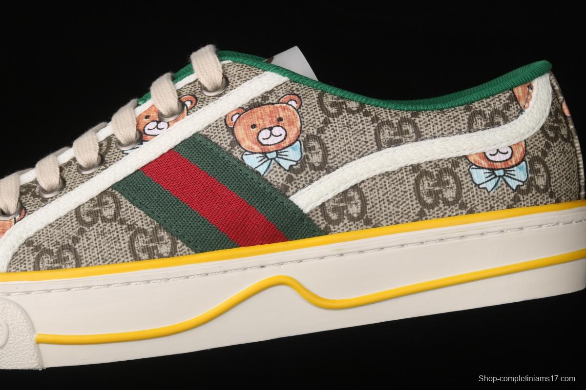 Gucci Tennis 1977 Print Sneaker canvas bear printed retro leisure sports board shoes