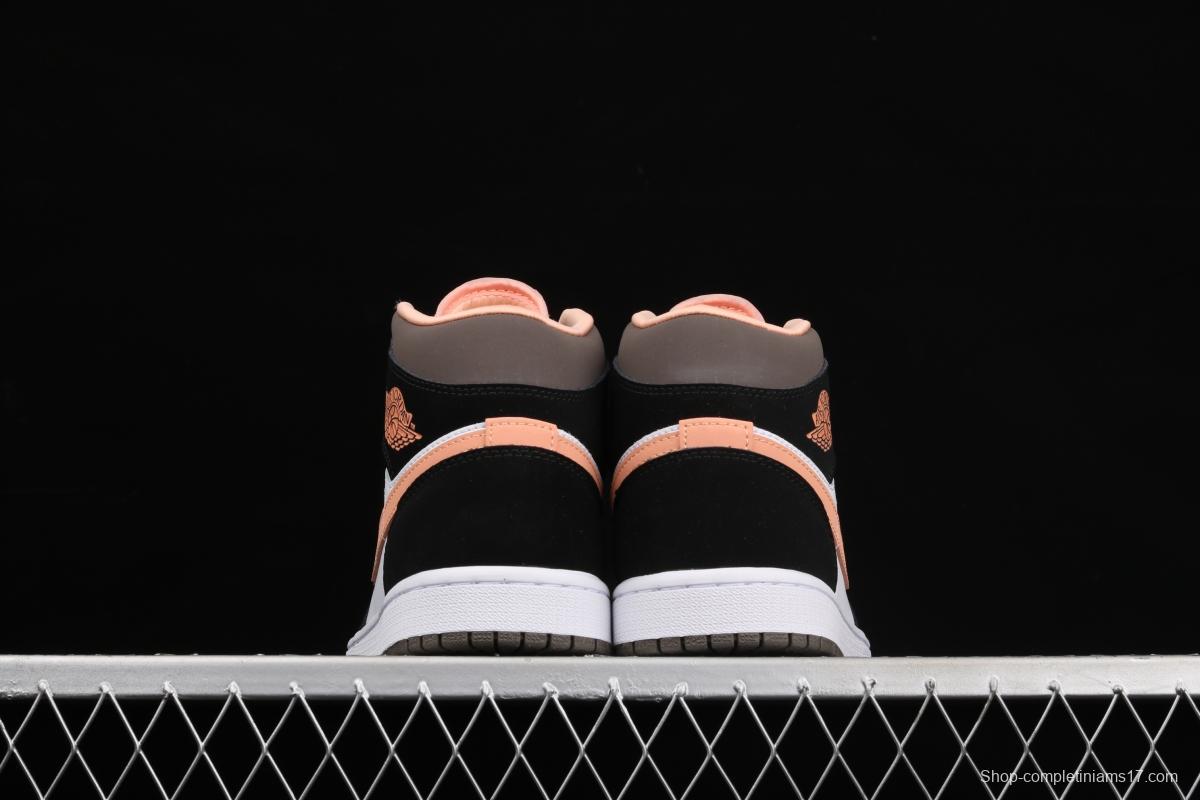 Air Jordan 1 Mid black pink peach goddess festival basketball shoes DH0210-100