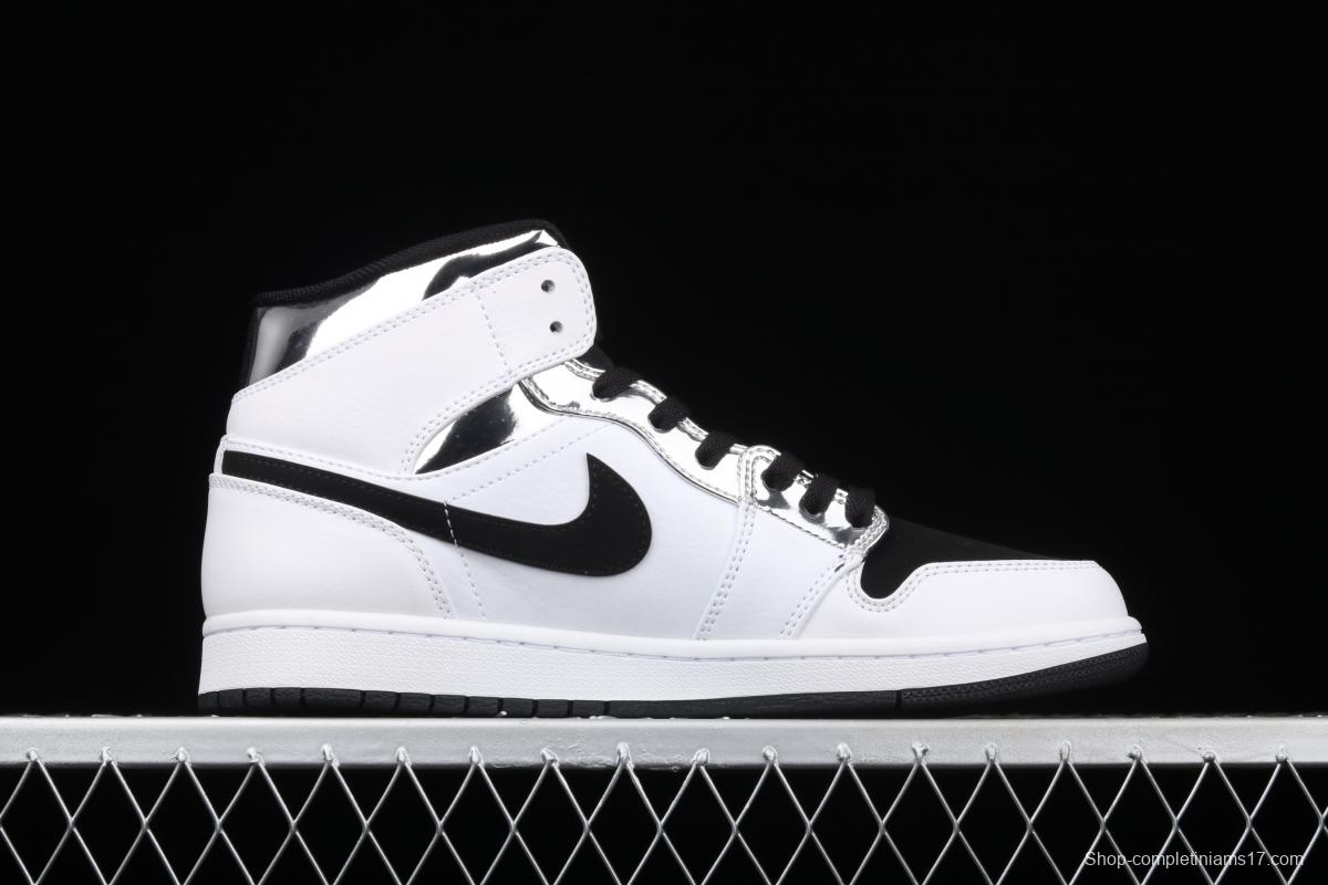 Air Jordan 1 Mid GS Junior Leonard Silver Zhongbang Basketball shoes 554724-121