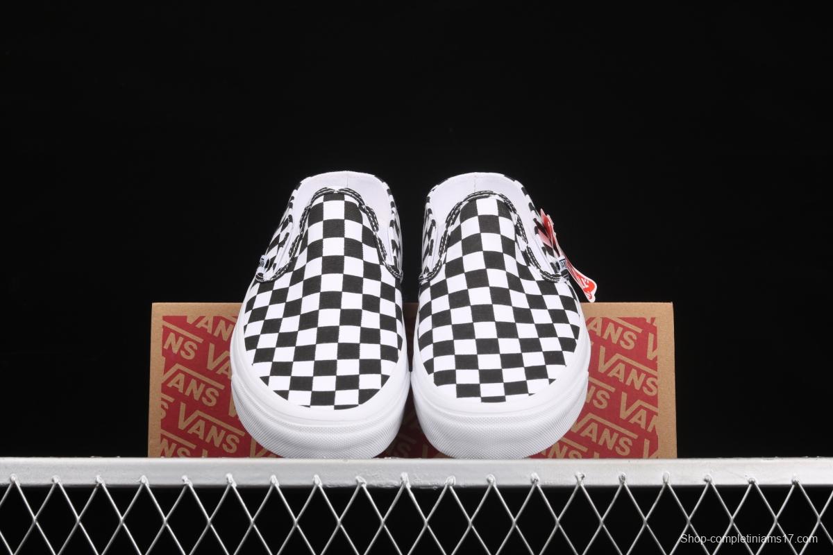 Vans Authentic 2021 summer new Anaheim black and white checkerboard VN0A54F75GULoafers Shoes slacker semi-dragged canvas board shoes