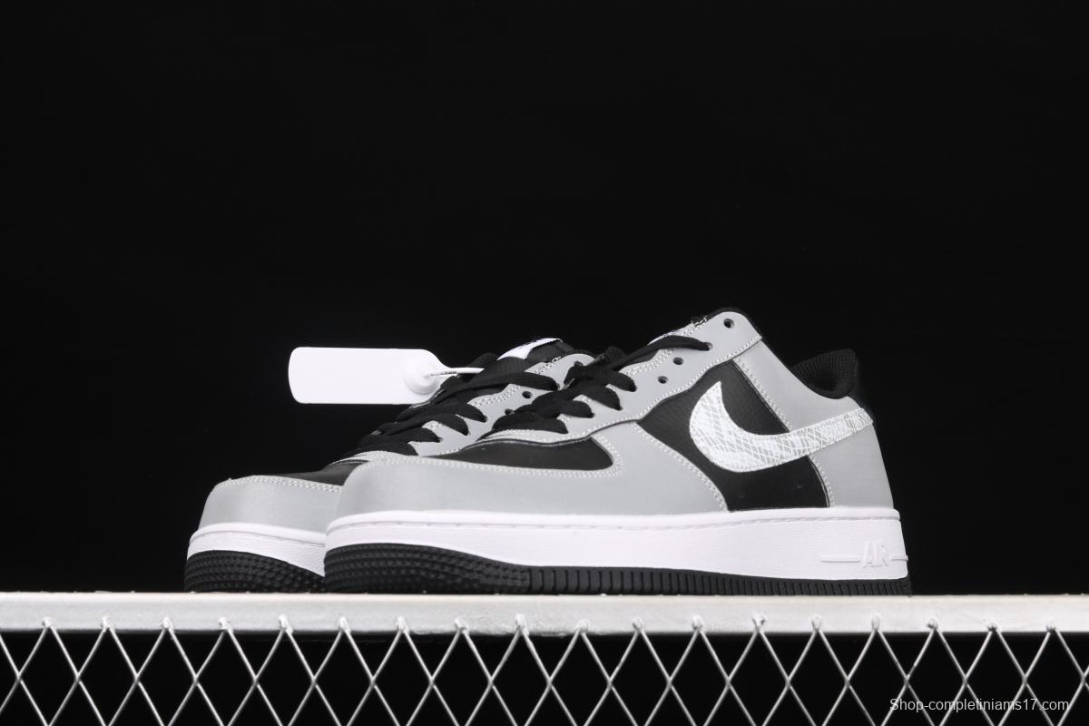 NIKE Air Force 1 Low 3M reflective serpentine hook low side sports leisure board shoes DJ6033-001