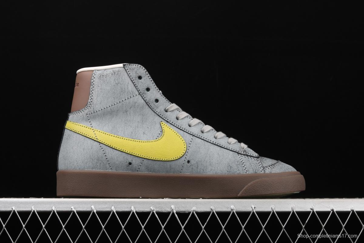 NIKE Blazer Mid'77 Motivation Limited Edition SB Gray Yellow Leisure Board shoes CW6016-100