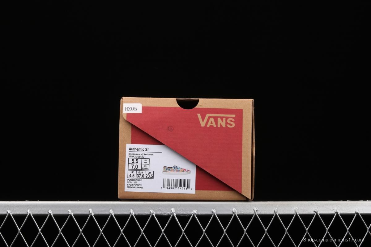 Vans Authentic SF color printing color sole environmental protection canvas board shoes VN0A3MU642D