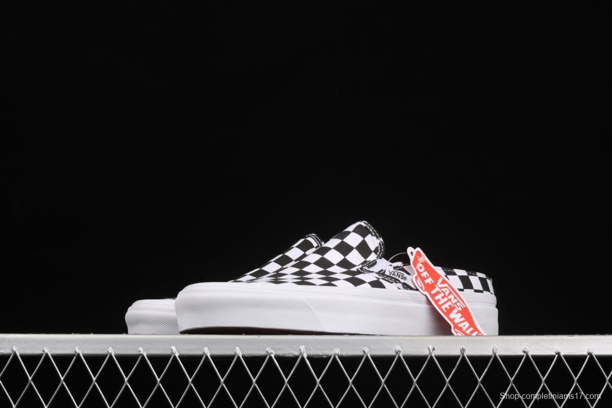 Vans Authentic 2021 summer new Anaheim black and white checkerboard VN0A54F75GULoafers Shoes slacker semi-dragged canvas board shoes