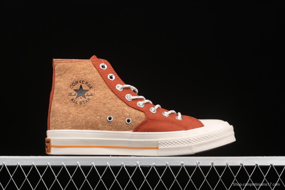 Converse 1970's Converse new cork color textile spliced high-top leisure board shoes 170853C