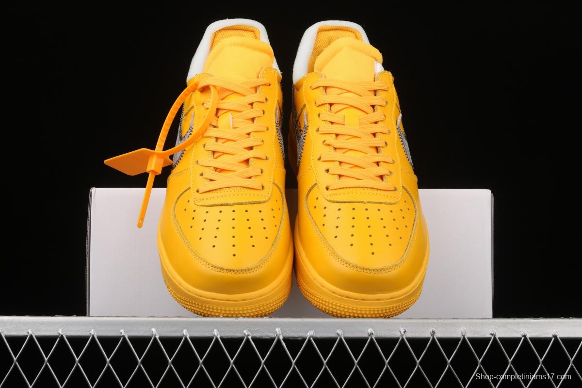 OFF-White x NIKE Air Force 1 x OFF White University Gold co-branded gold and silver hook low-top casual board shoes DD1876-700