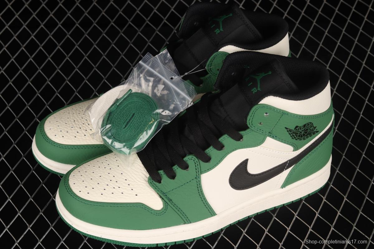 Air Jordan 1 Mid refreshing green toe middle upper basketball shoes 852542-301