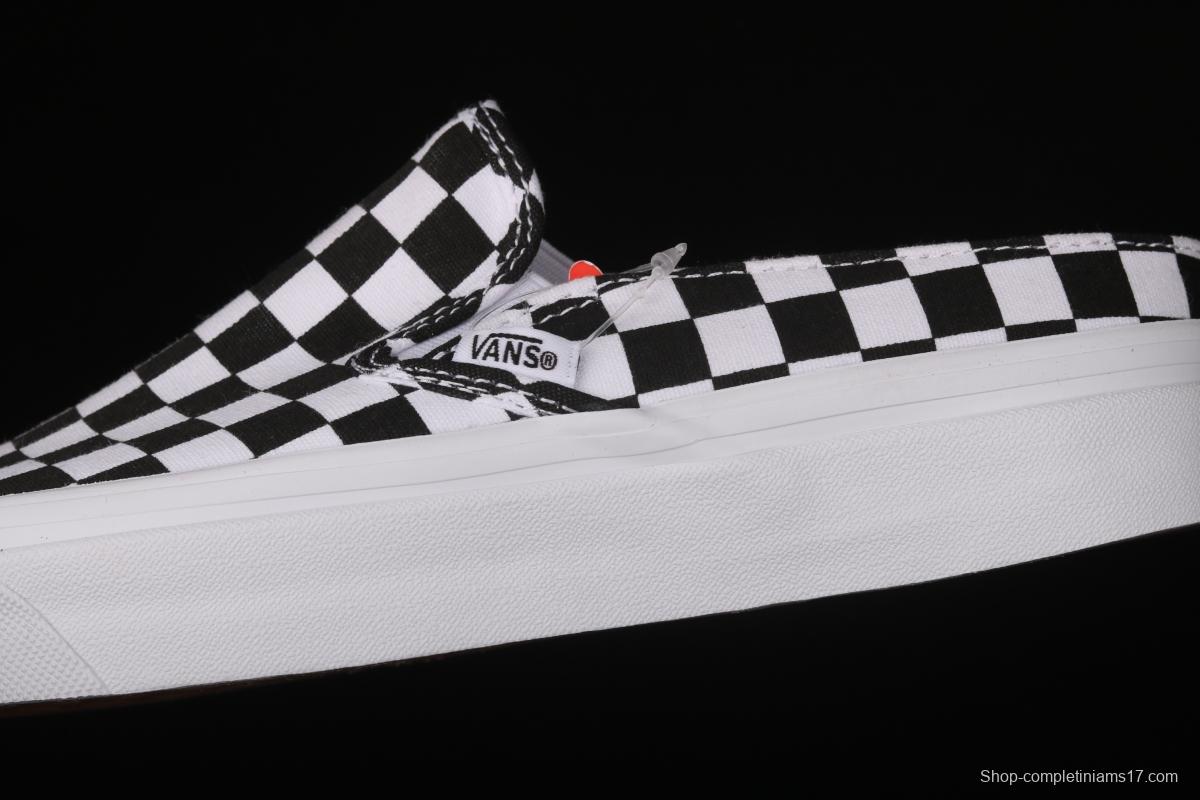 Vans Authentic 2021 summer new Anaheim black and white checkerboard VN0A54F75GULoafers Shoes slacker semi-dragged canvas board shoes