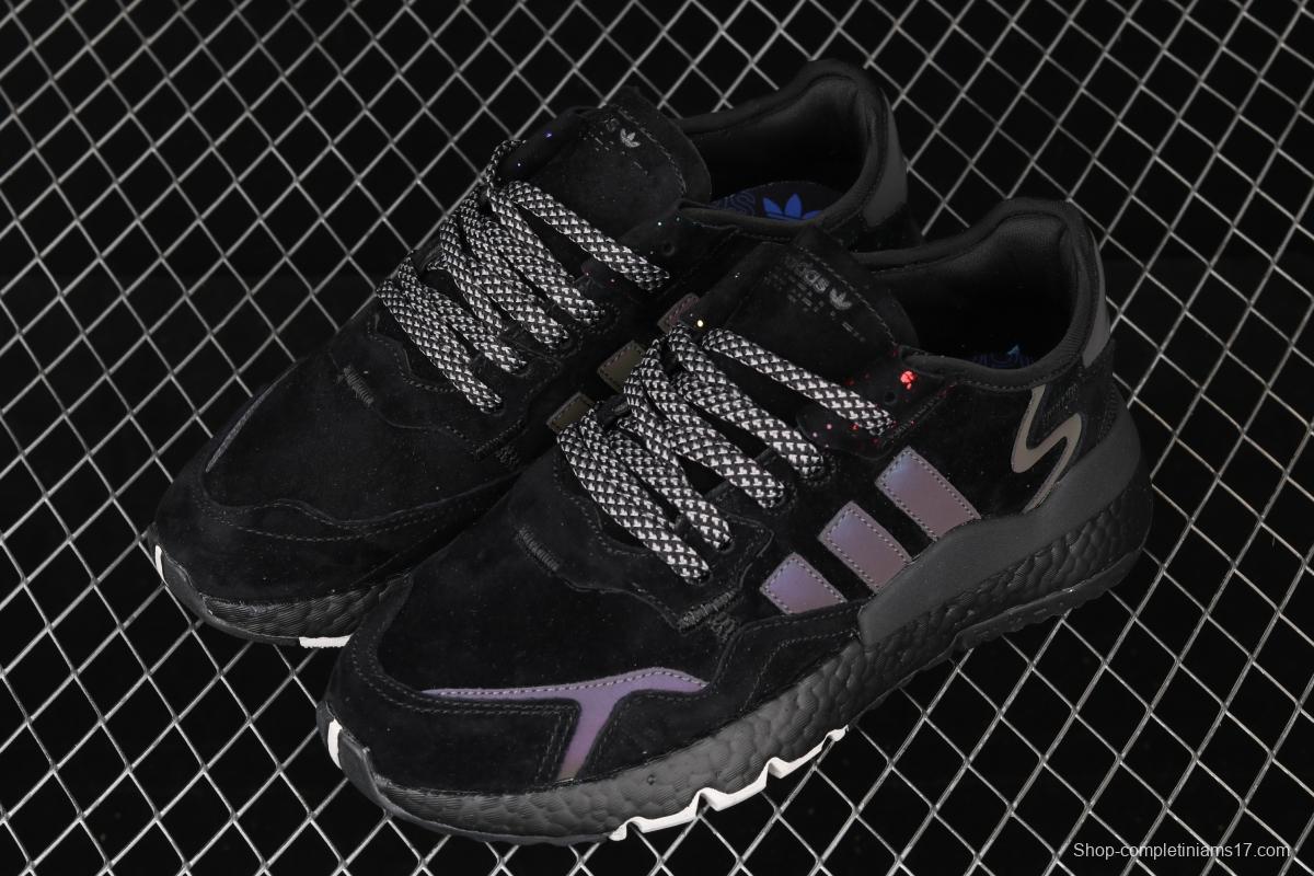 Adidas Nite Jogger 2019 Boost EG7666 suede stitching 3M reflective vintage running shoes