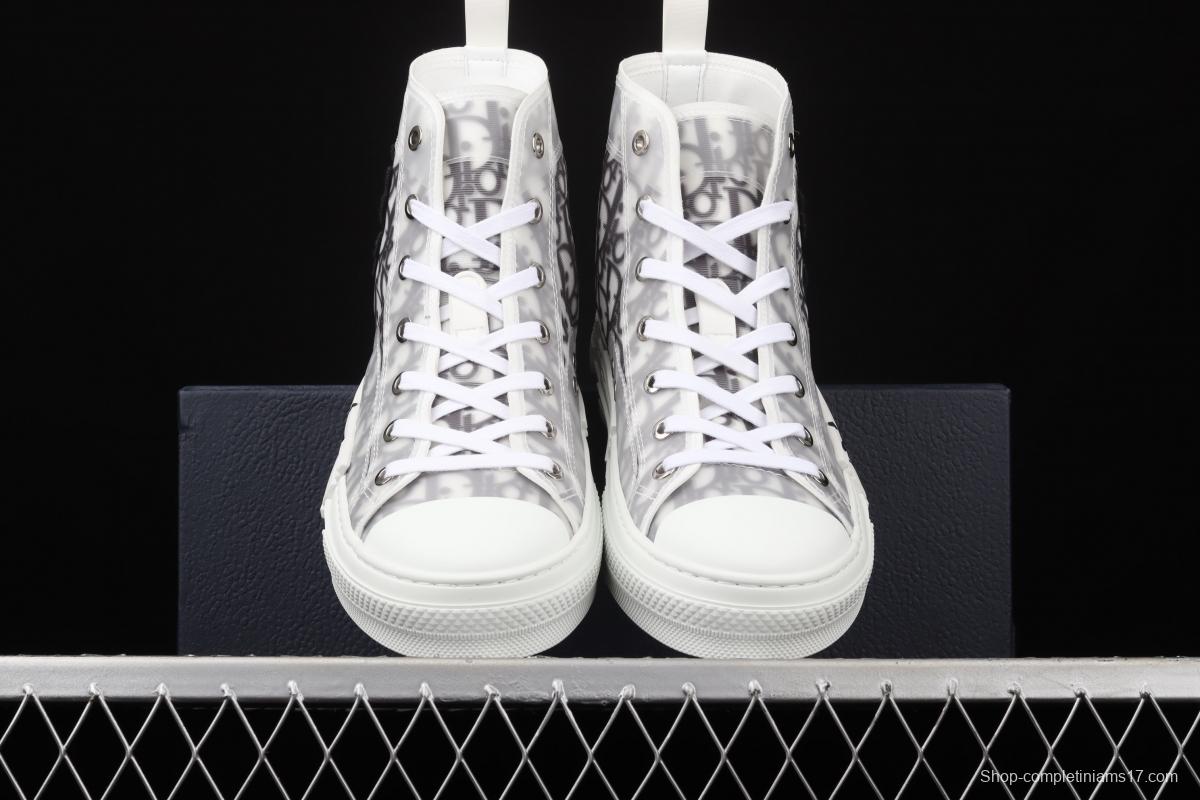 Authentic Dior B23 Oblique High Top Sneakers Dior CD ghosting high upper board shoes 3SH118YJR 063 White/Black