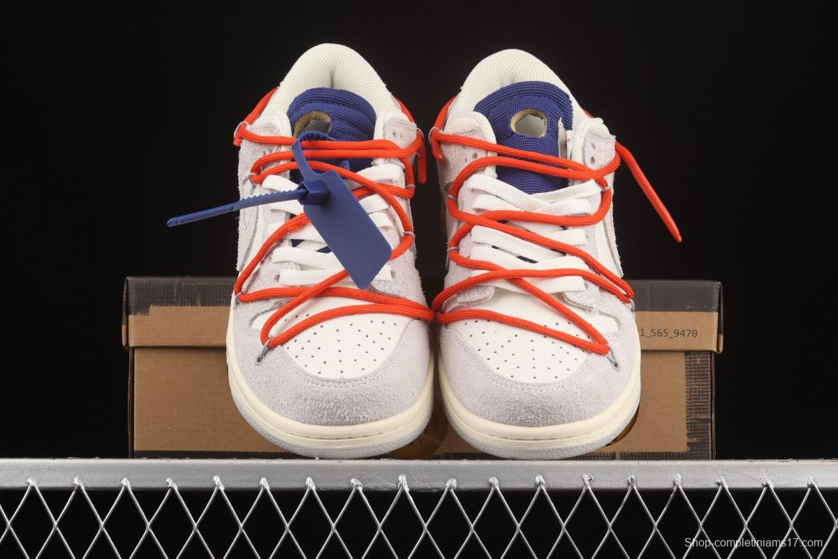 OFF-White x NIKE DUNK Low 12 of 50 OW suede SB buckle rebound fashion casual board shoes DJ0950-110