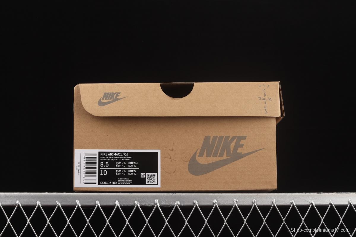 Travis Scoot x Nike Air Max 1 joint beige vintage casual running shoes DO9392-200