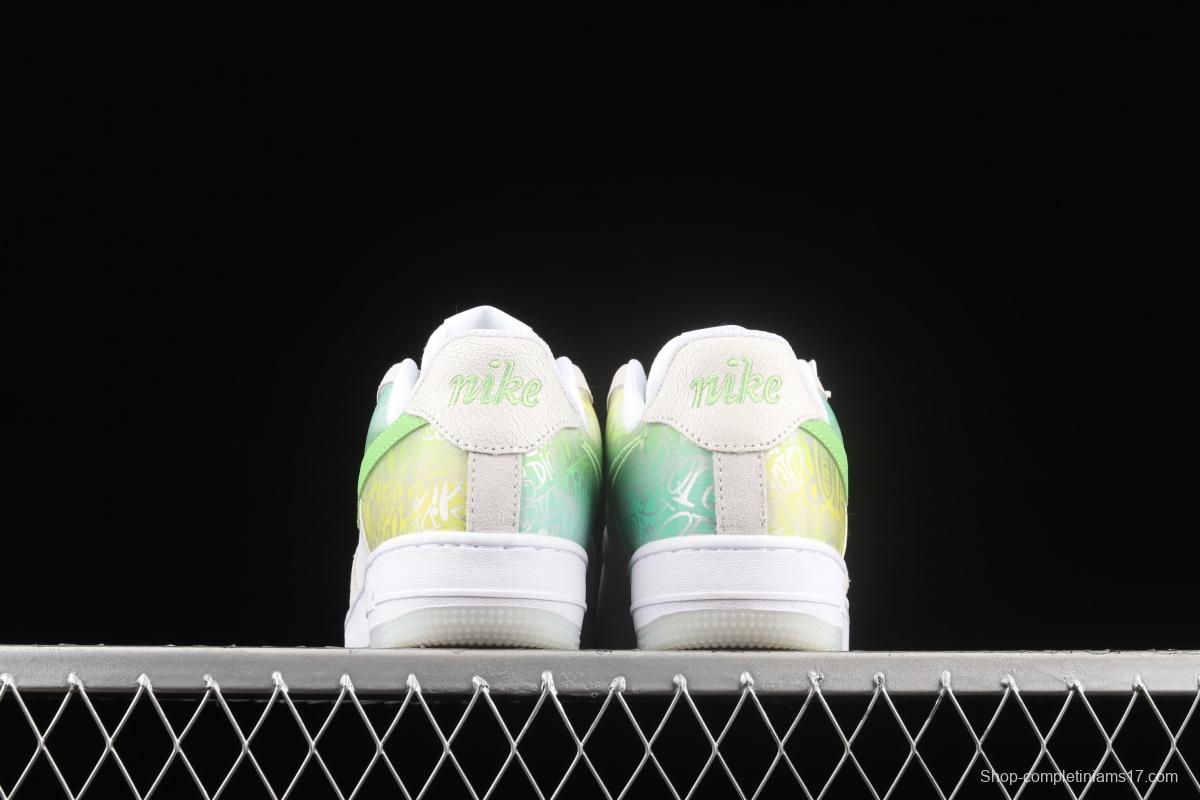 NIKE Air Force 1x 07 ESS video game 3D Apple green low-top casual board shoes DA8302-555