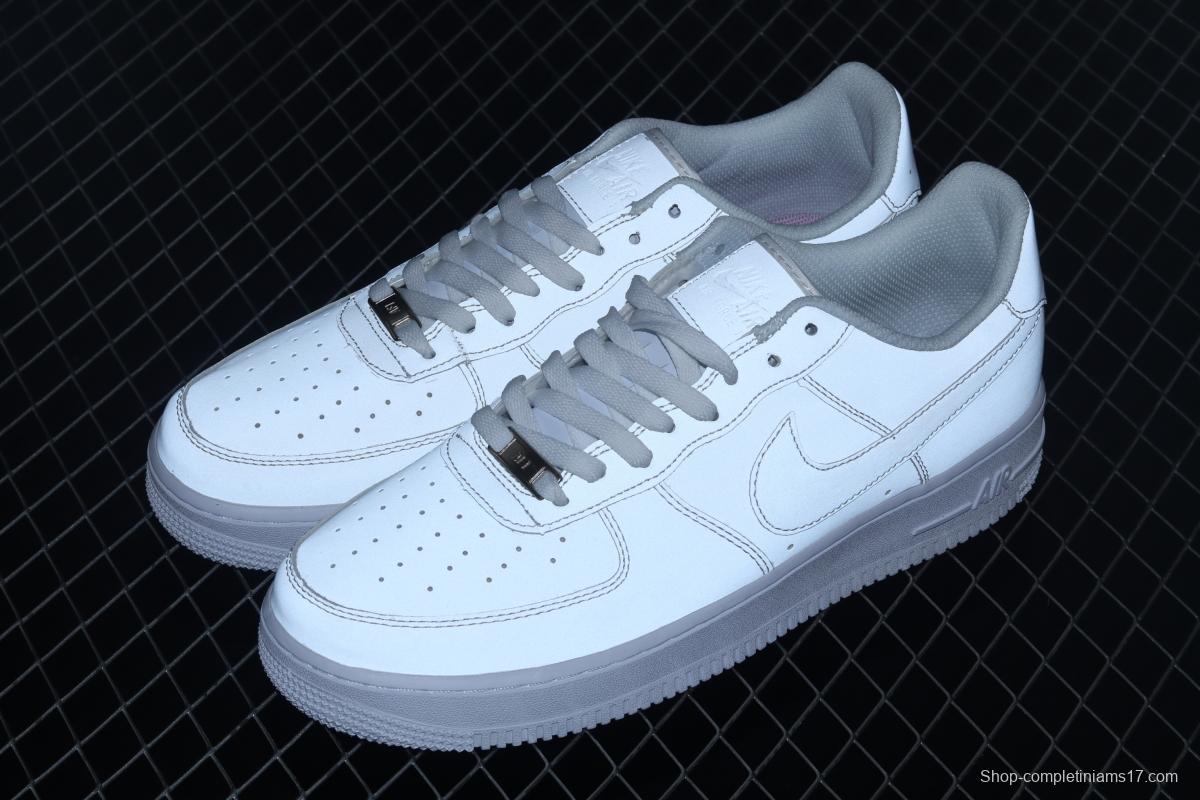 NIKE Air Force 1 Reflective Pearl White 3M reflective low-top casual board shoes DC2062-100
