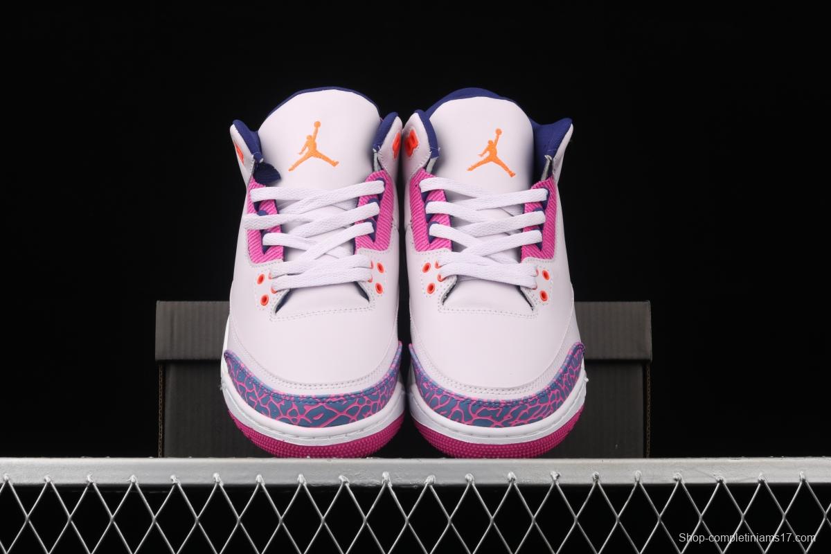 Air Jordan Brand Air Jordan 3 GS AJ3 Joe 3 burst pink and purple front layer basketball shoes 441140-500