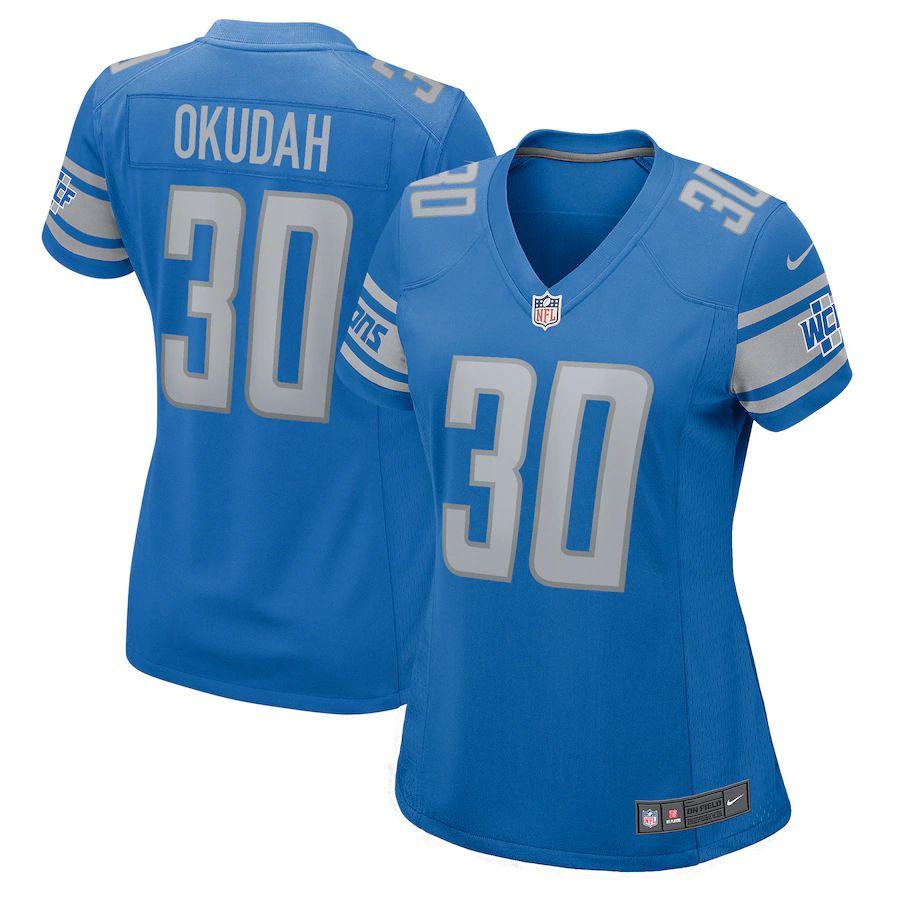 Women's Jeff Okudah Blue 2020 Draft First Round Pick Player Limited Team Jersey