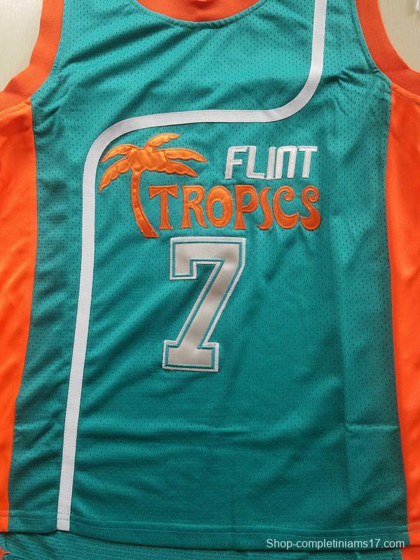 Flint Tropics 7 Coffee Black Basketball Jersey Semi Pro Team New