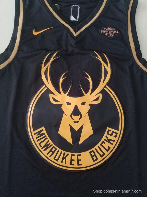 Giannis Antetokounmpo 34 Black Golden Edition Jersey