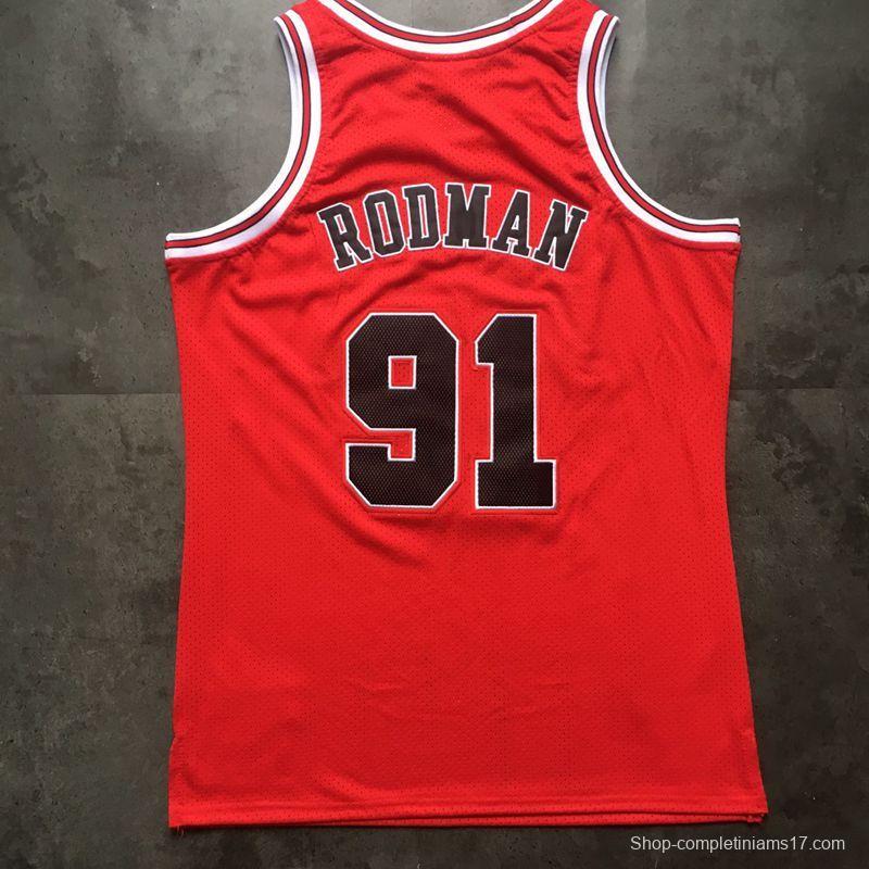 Men's Dennis Rodman Red Retro Classic Team Jersey