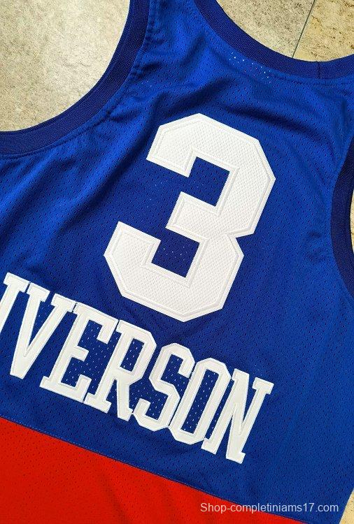 Men's Allen Iverson Blue And Red Retro Classic Team Jersey