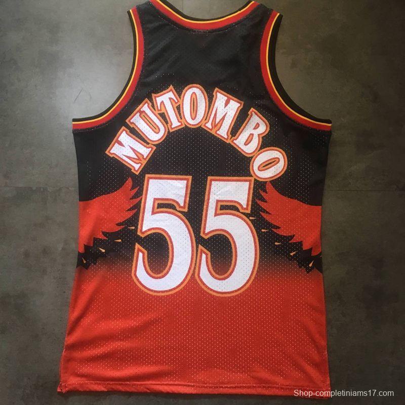 Men's Dikembe Mutombo Black And Red Retro Classic Team Jersey