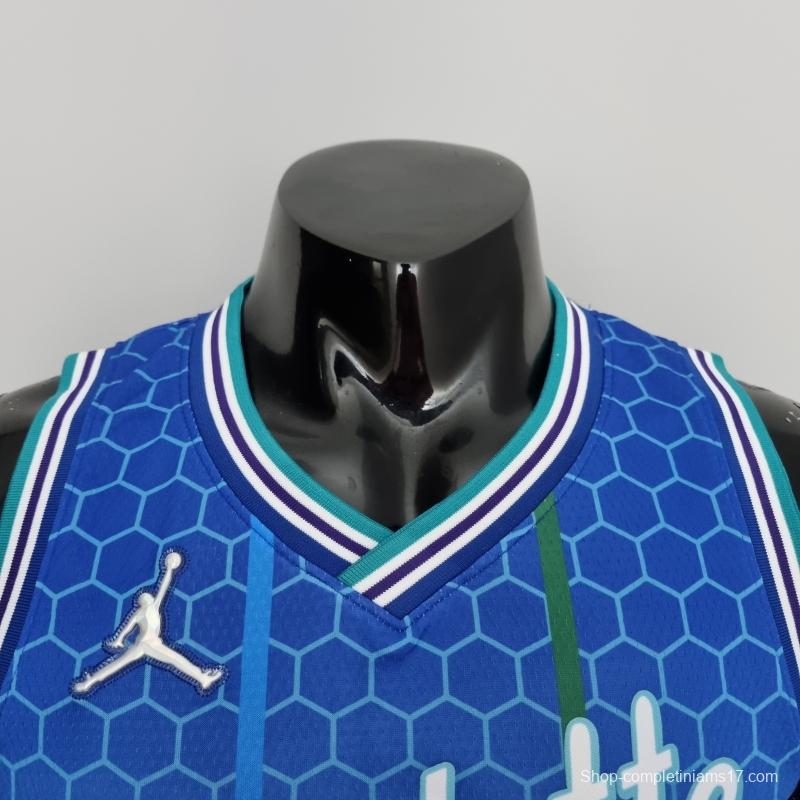 2022 BALL#1 Charlotte Hornets City Edition Blue NBA Jersey