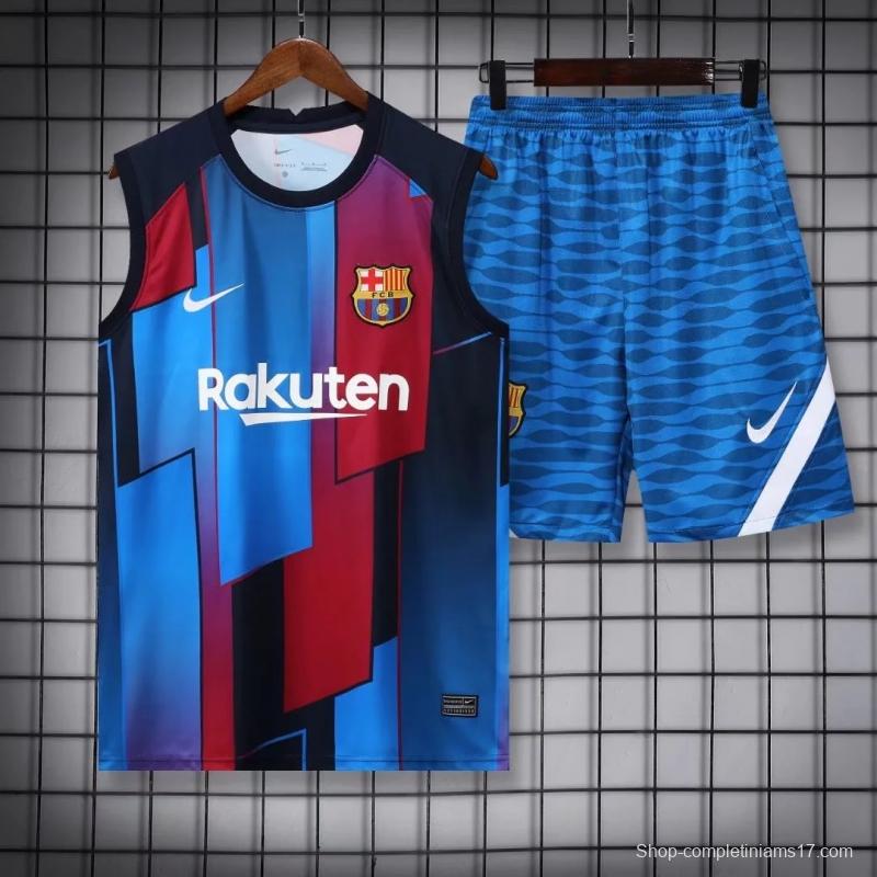 22/23 Barcelona Pre-match Training Jersey Red+Blue Vest