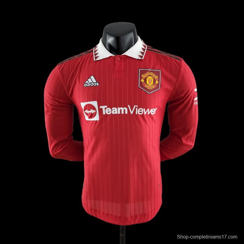 Player Version 22/23 Manchester United Long Sleeves Home Soccer Jersey