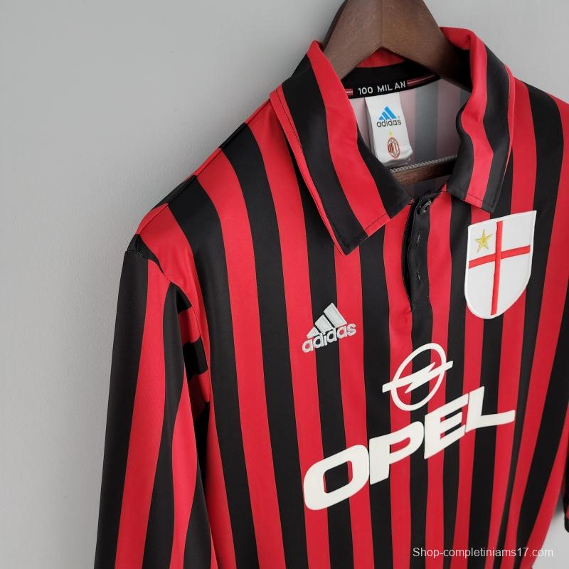 Retro Long Sleeve 99/00 AC Milan Home Soccer Jersey