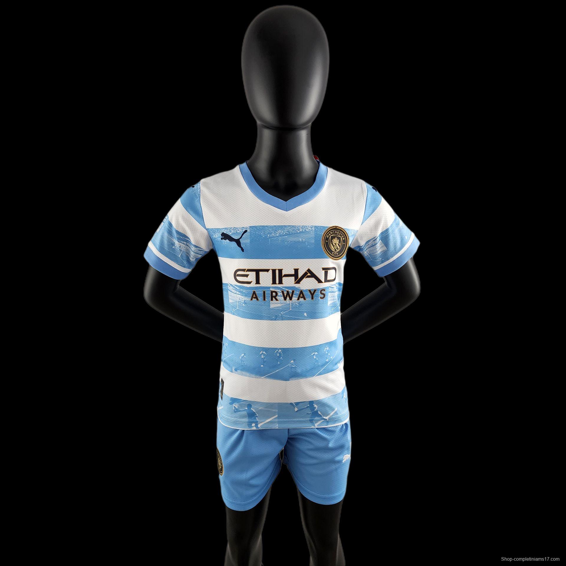 22/23 Kids Kit Manchester City Limited Edition Blue And White Size16-28