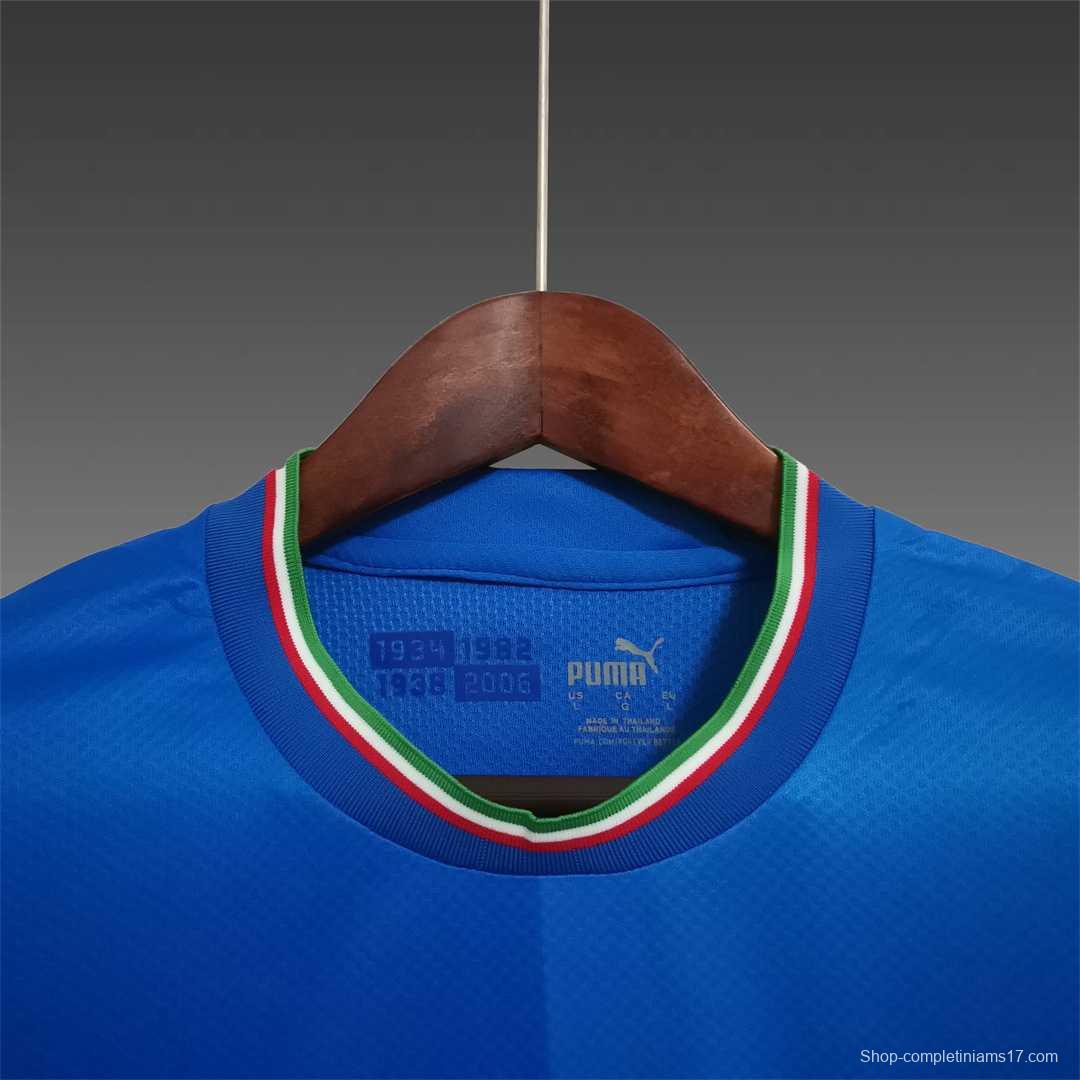 2022 Italy Home Soccer Jersey With Nations League Patch