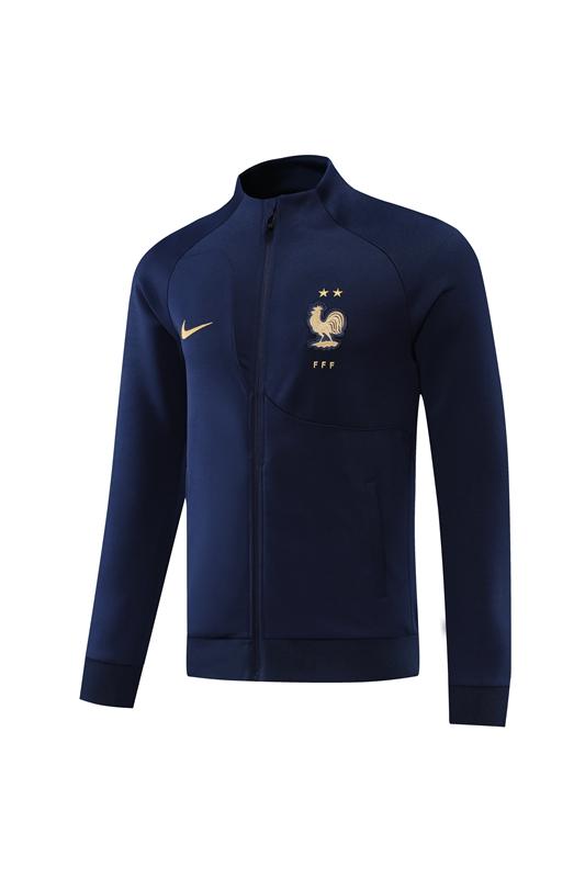 2022 France Navy Full Zipper Jacket+Long Pants