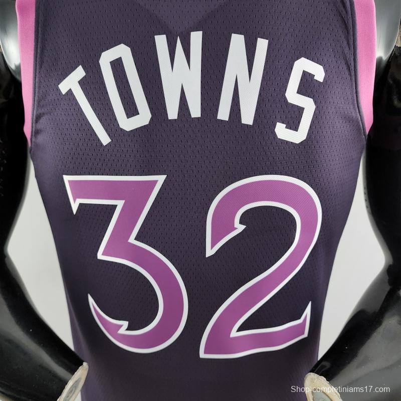 Minnesota Timberwolves TOWNS#32 Black And Purple NBA Jersey