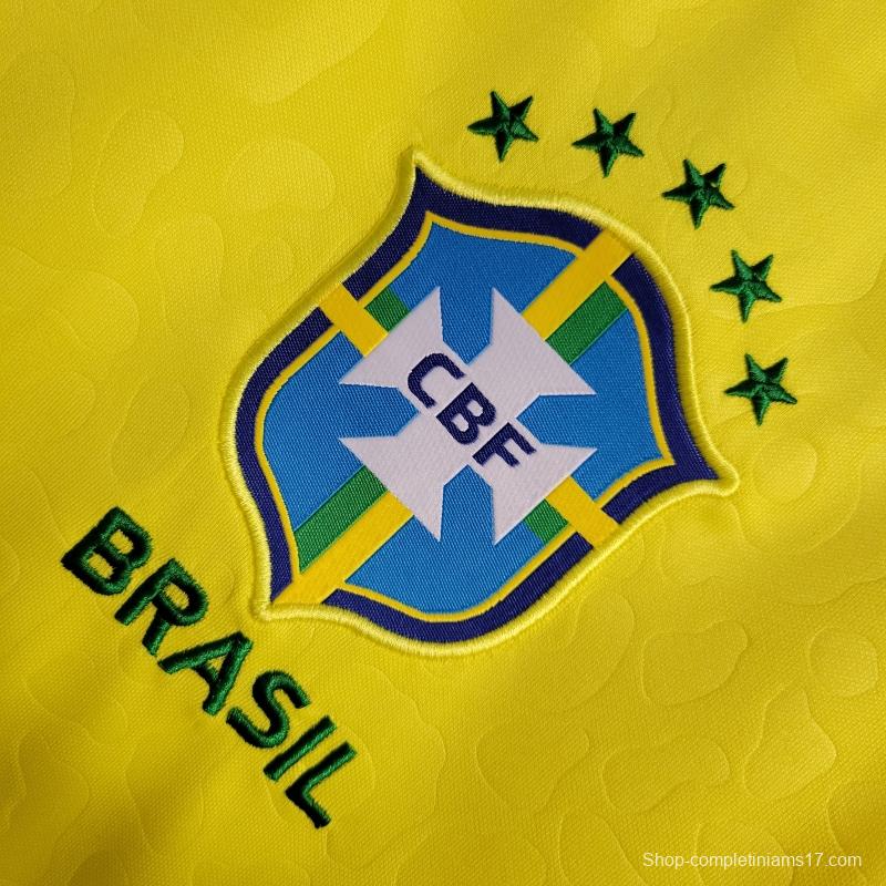 2022 Brazil Home National Team World Cup Soccer Jersey With Special Dragon Namesets