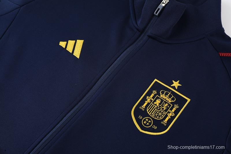 2022 Spain Navy Full Zipper Tracksuit