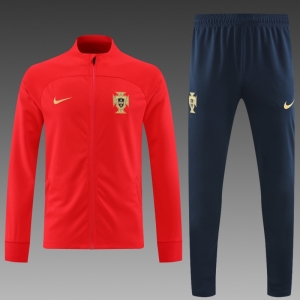 2022 Portugal Red Full Zipper Tracksuit