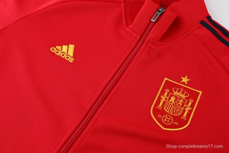 2022 Spain Red Full Zipper Tracksuit