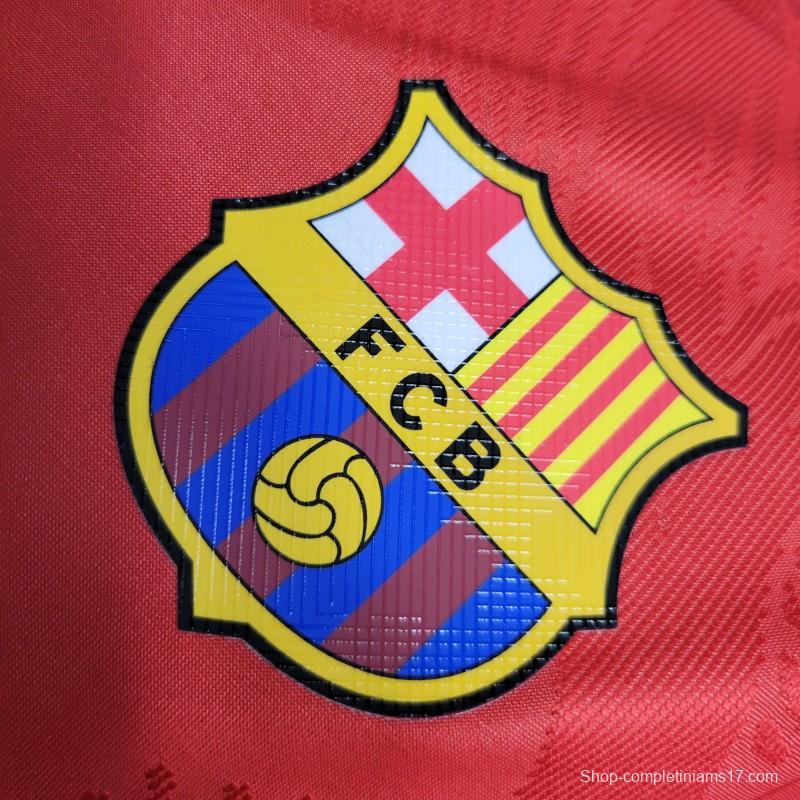 Player Version 23-24 Barcelona Red Blue Classic Jersey