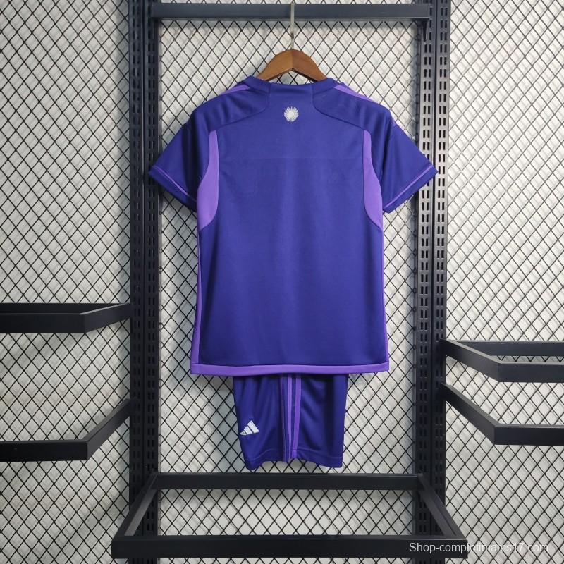 3-Stars 2023 Kids Argentina Away Purple Jersey