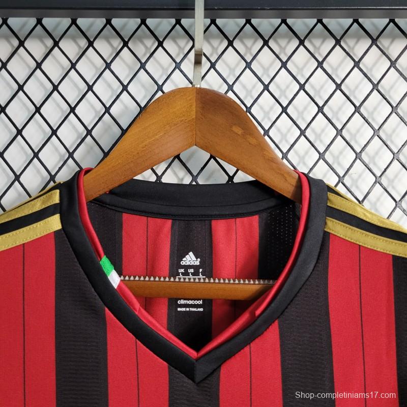 Retro Long Sleeve 2013-14 AC Milan Home Jersey