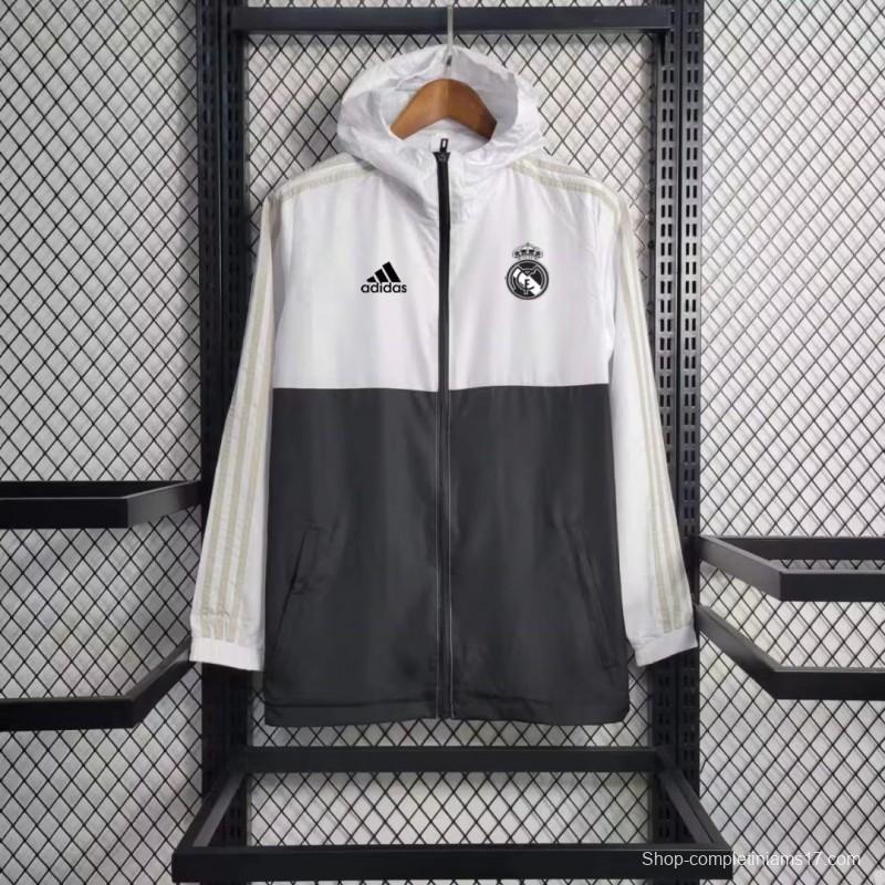 23/24 Real Madrid  White Black Windbreaker