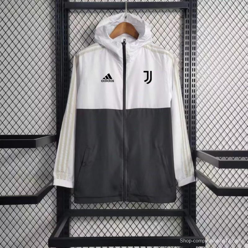 23/24 Juventus White Black Windbreaker