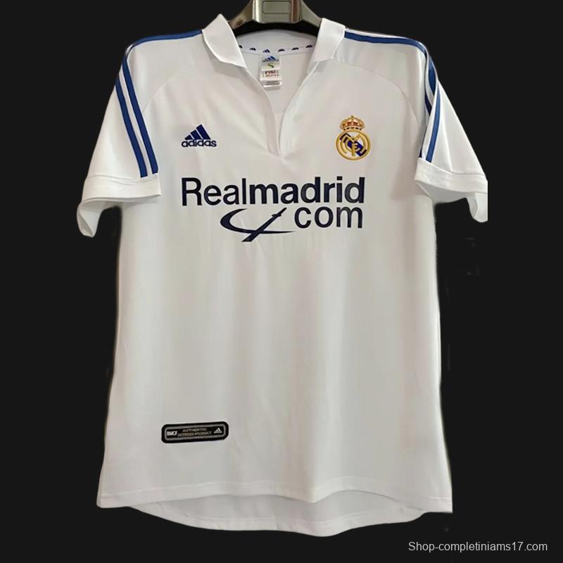 Retro 01/02 Real Madrid Home Jersey League Version With Sponsor