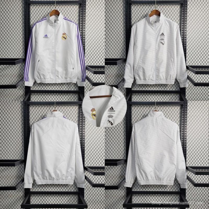 23/24 Reversible Real Madrid White Windbreaker