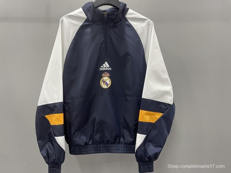 23/24 Real Madrid Grey White  half Zipper Windbreaker