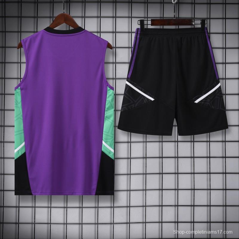 23-24 Real Madrid Purple Vest Jersey+Shorts