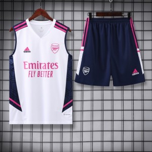 23-24 Arsenal White/Navy Vest Jersey+Shorts